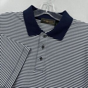 Peru Unlimited Shirt Mens XL Navy Striped Polo Pima Cotton Classic Made Peru